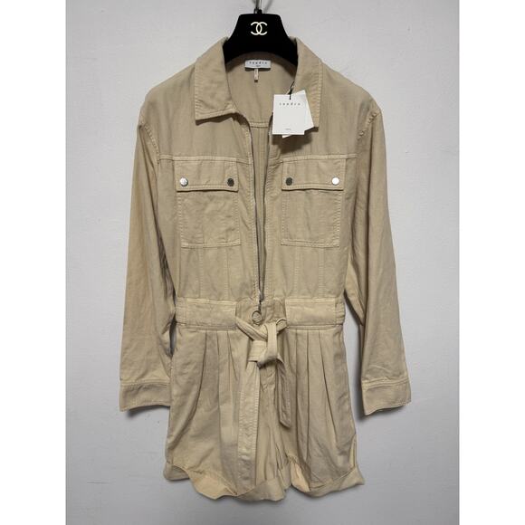 Sandro Romper Womens 38 Utility Belted Short Sleeve Zip Up Paris E20ROMI 2021 - Picture 1 of 15